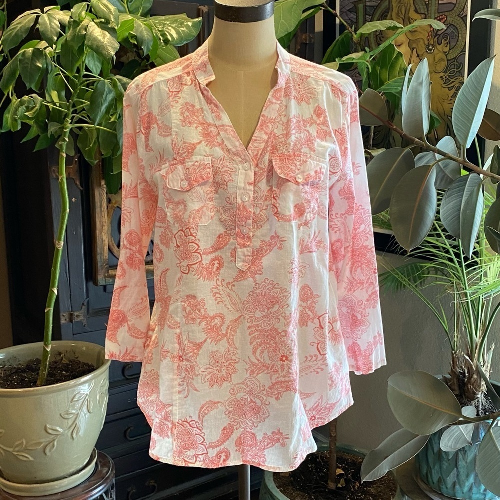 Anthropologie Floral Popover tunic top